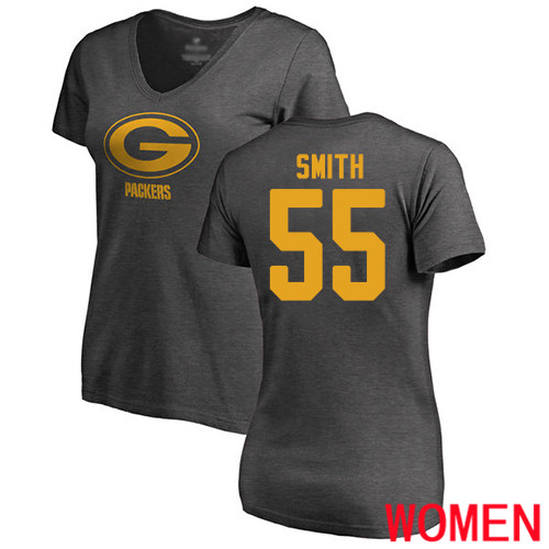 Green Bay Packers Ash Women #55 Smith Za Darius One Color Nike NFL T Shirt